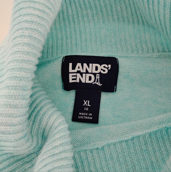 Lands' End Lightweight Cotton Turtleneck Sweater Tiffany Blue Classic Size XL - Picture 11 of 14